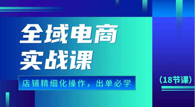 全域电商实战课，个人店铺精细化操作流程，出单必学内容（18节课）-来此网赚