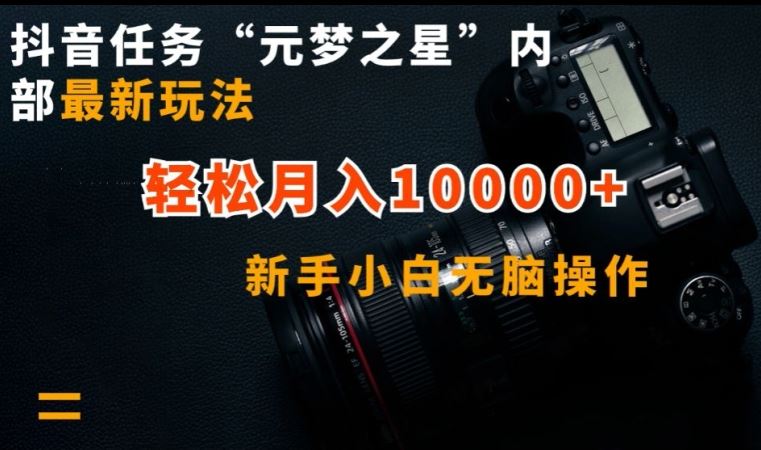 抖音任务“元梦之星”内部最新玩法，新手小白无脑操作，轻松月入10000+【揭秘】-来此网赚