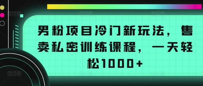 男粉项目冷门新玩法，售卖私密训练课程，一天轻松1000+【揭秘】-来此网赚