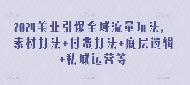 2024美业引爆全域流量玩法，素材打法 付费打法 底层逻辑 私城运营等-来此网赚