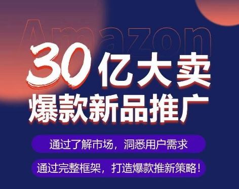 亚马逊·30亿大卖爆款新品推广，可复制、全程案例实操的爆款推新SOP-来此网赚