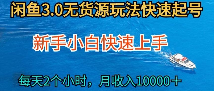 2024最新闲鱼无货源玩法，从0开始小白快手上手，每天2小时月收入过万【揭秘】-来此网赚