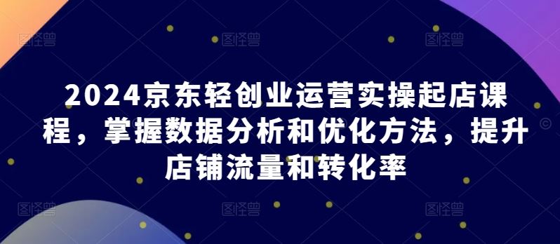 2024京东轻创业运营实操起店课程，掌握数据分析和优化方法，提升店铺流量和转化率-来此网赚