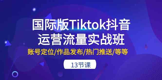 国际版Tiktok抖音运营流量实战班：账号定位/作品发布/热门推送/等等（13节）-来此网赚