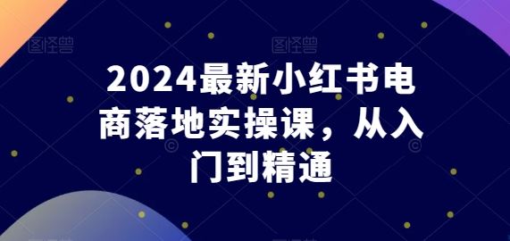 2024最新小红书电商落地实操课，从入门到精通-来此网赚