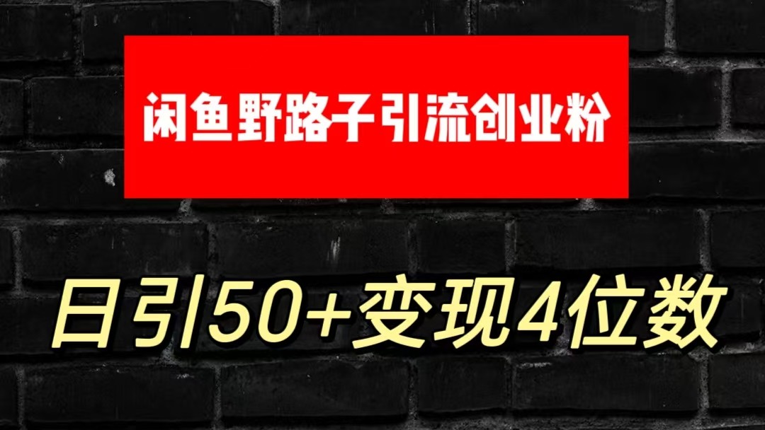 大眼闲鱼野路子引流创业粉，日引50+单日变现四位数-来此网赚