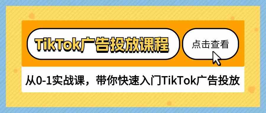 TikTok广告投放课程，从0-1实战课，带你快速入门TikTok广告投放（30节课）-来此网赚