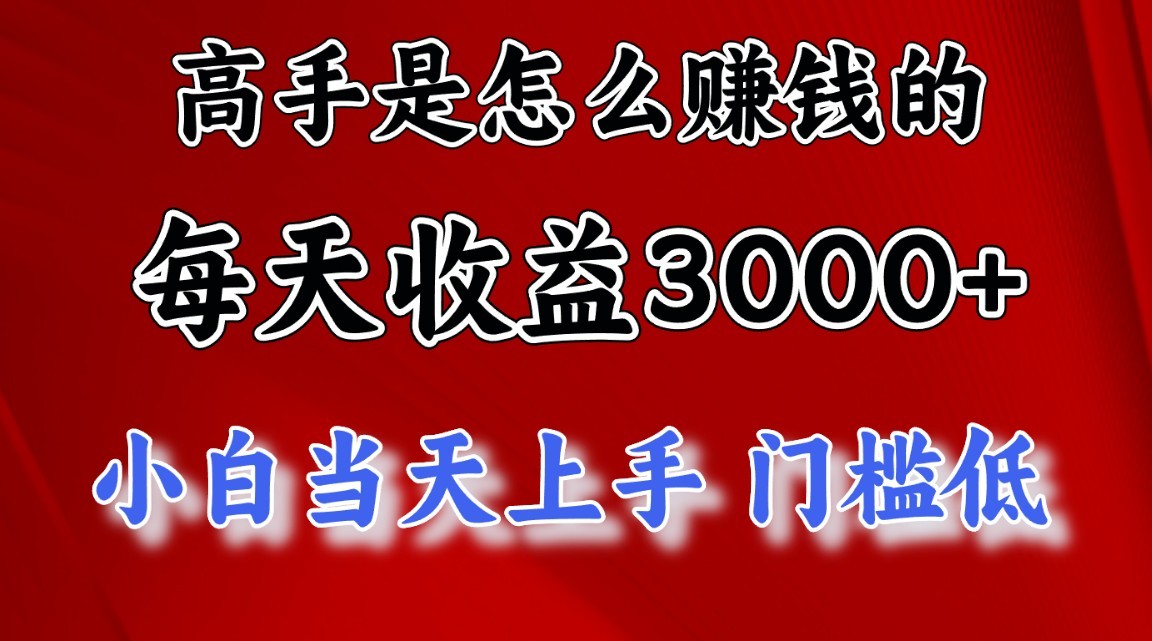 高手是怎么赚钱的，一天收益3000+，闷声发财项目，不是一般人能看懂的-来此网赚