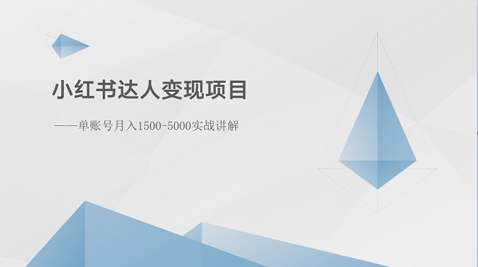 小红书达人变现项目：单账号月入1500-3000实战讲解-来此网赚