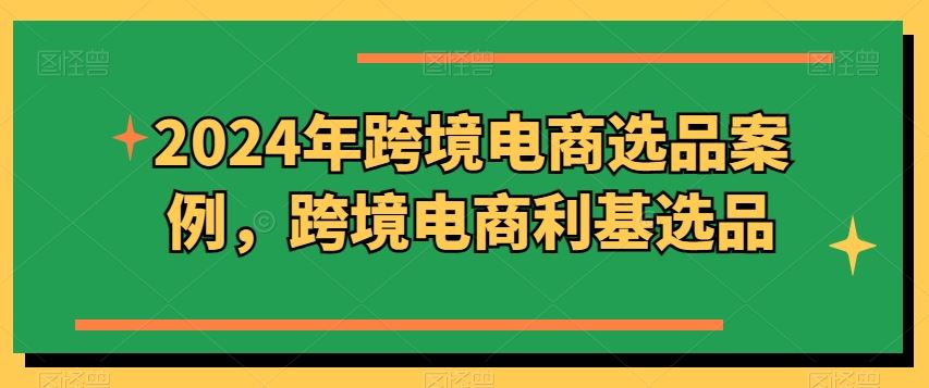 2024年跨境电商选品案例，跨境电商利基选品-来此网赚