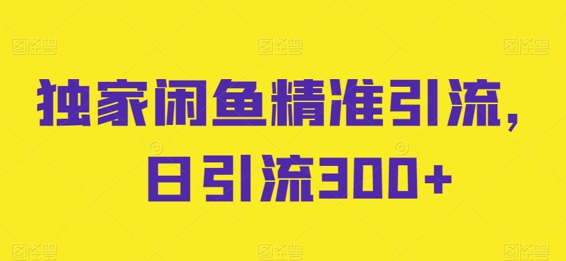 独家闲鱼精准引流，日引流300+【揭秘】-来此网赚