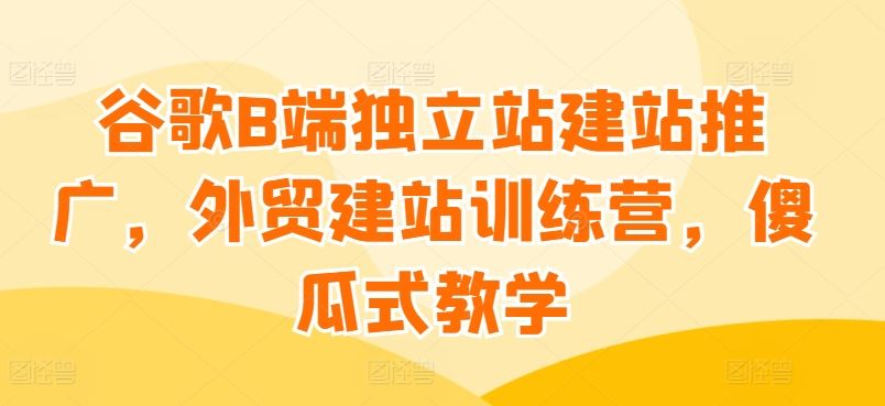 谷歌B端独立站建站推广，外贸建站训练营，傻瓜式教学-来此网赚