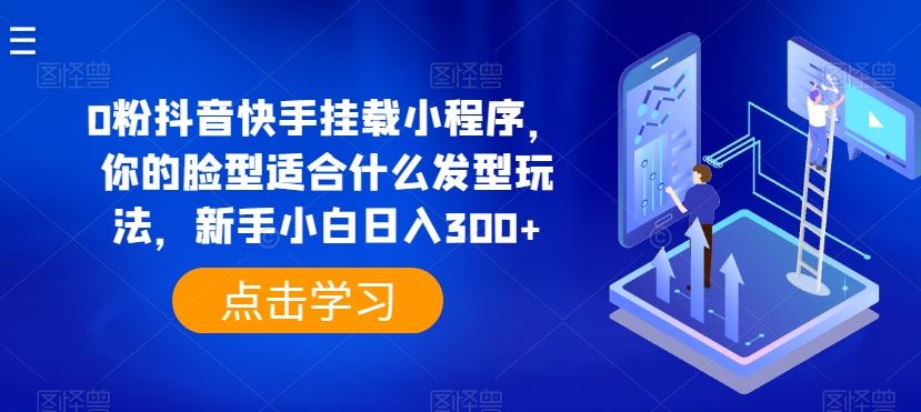 0粉抖音快手挂载小程序，你的脸型适合什么发型玩法，新手小白日入300+【揭秘】-来此网赚