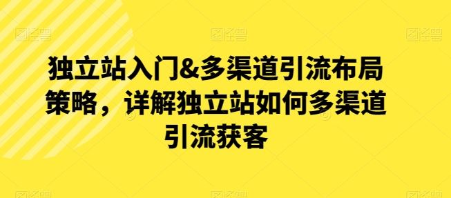 独立站入门&多渠道引流布局策略，详解独立站如何多渠道引流获客-来此网赚