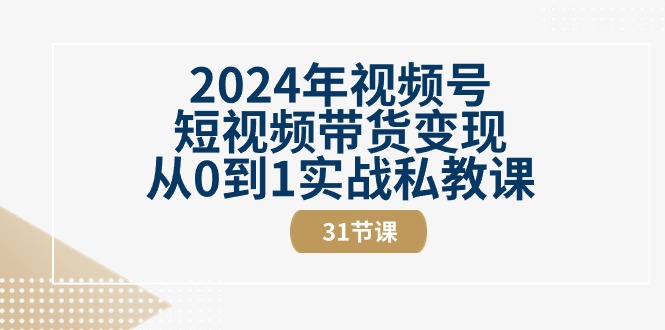 2024年视频号短视频带货变现从0到1实战私教课（30节视频课）-来此网赚