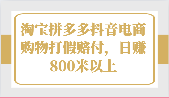 淘宝拼多多抖音电商购物打假赔付，日赚800米以上-来此网赚