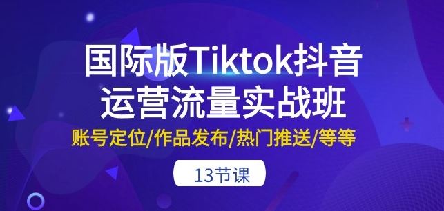 国际版Tiktok抖音运营流量实战班：账号定位/作品发布/热门推送/等等-13节-来此网赚