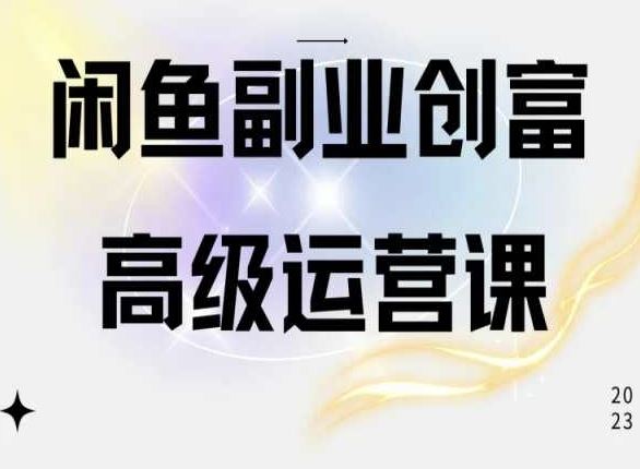 闲鱼电商运营高级课程，一部手机学会闲鱼开店赚钱-来此网赚