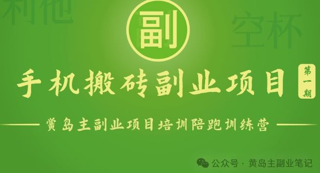 手机搬砖小副业项目训练营1.0，实测1小时收益50+，一部手机轻松日入100+-来此网赚