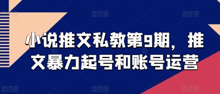 小说推文私教第9期，推文暴力起号和账号运营-来此网赚