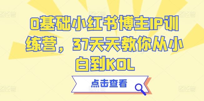 0基础小红书博主IP训练营，37天天教你从小白到KOL-来此网赚