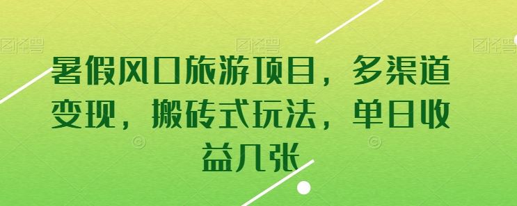 暑假风口旅游项目，多渠道变现，搬砖式玩法，单日收益几张【揭秘】-来此网赚