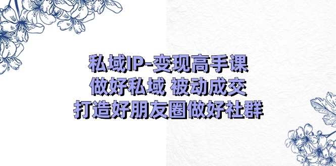 私域IP变现高手课：做好私域被动成交，打造好朋友圈做好社群（18节）-来此网赚