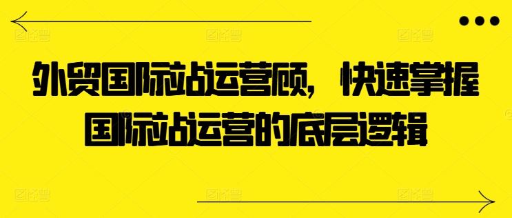 外贸国际站运营顾问，快速掌握国际站运营的底层逻辑-来此网赚