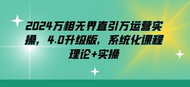 2024万相无界直引万运营实操，4.0升级版，系统化课程 理论+实操-来此网赚