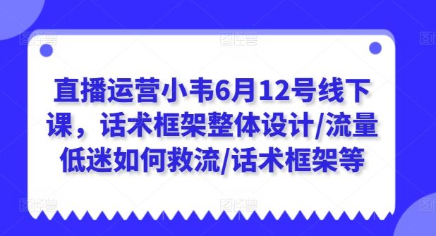 直播运营小韦6月12号线下课，话术框架整体设计/流量低迷如何救流/话术框架等-来此网赚