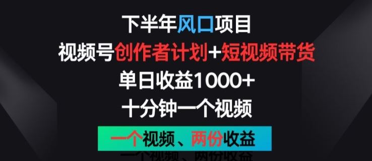 下半年风口项目，视频号创作者计划+视频带货，一个视频两份收益，十分钟一个视频【揭秘】-来此网赚