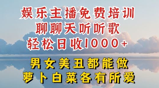 娱乐主播免费培训聊聊天听听歌轻松日收1K+，男女美丑都能做萝卜白菜各有所爱【揭秘】-来此网赚