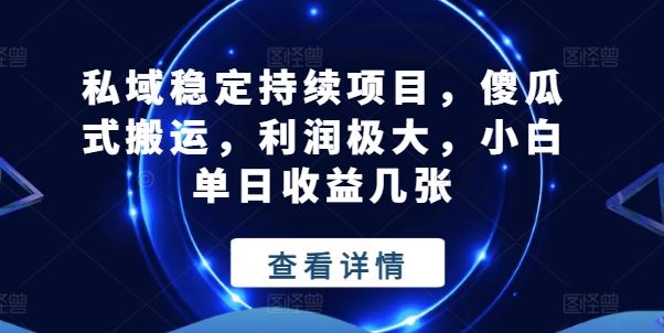 私域稳定持续项目，傻瓜式搬运，利润极大，小白单日收益几张【揭秘】-来此网赚