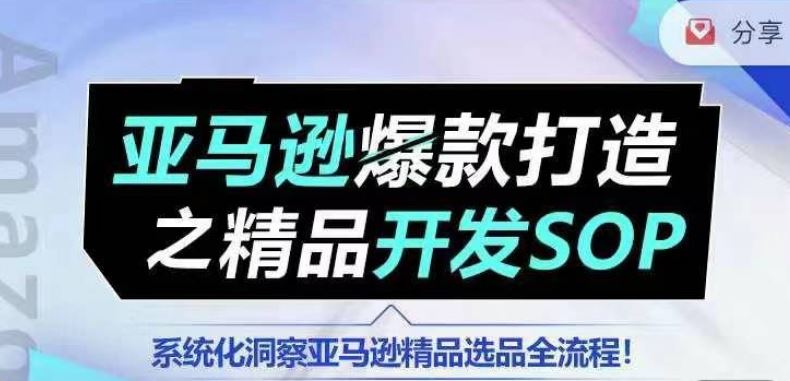 【训练营】亚马逊爆款打造之精品开发SOP，系统化洞察亚马逊精品选品全流程-来此网赚