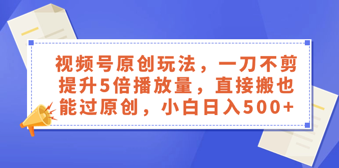 （8286期）视频号原创玩法，一刀不剪提升5倍播放量，直接搬也能过原创，小白日入500+-来此网赚