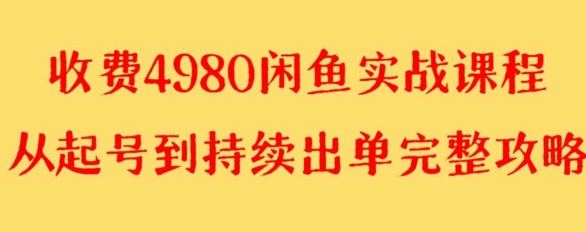 （8359期）外面收费4980闲鱼无货源实战教程 单号4000+-来此网赚