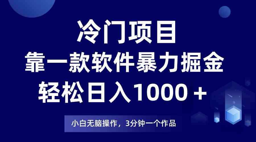 （9791期）冷门项目，靠一款软件暴力掘金日入1000＋，小白轻松上手第二天见收益-来此网赚