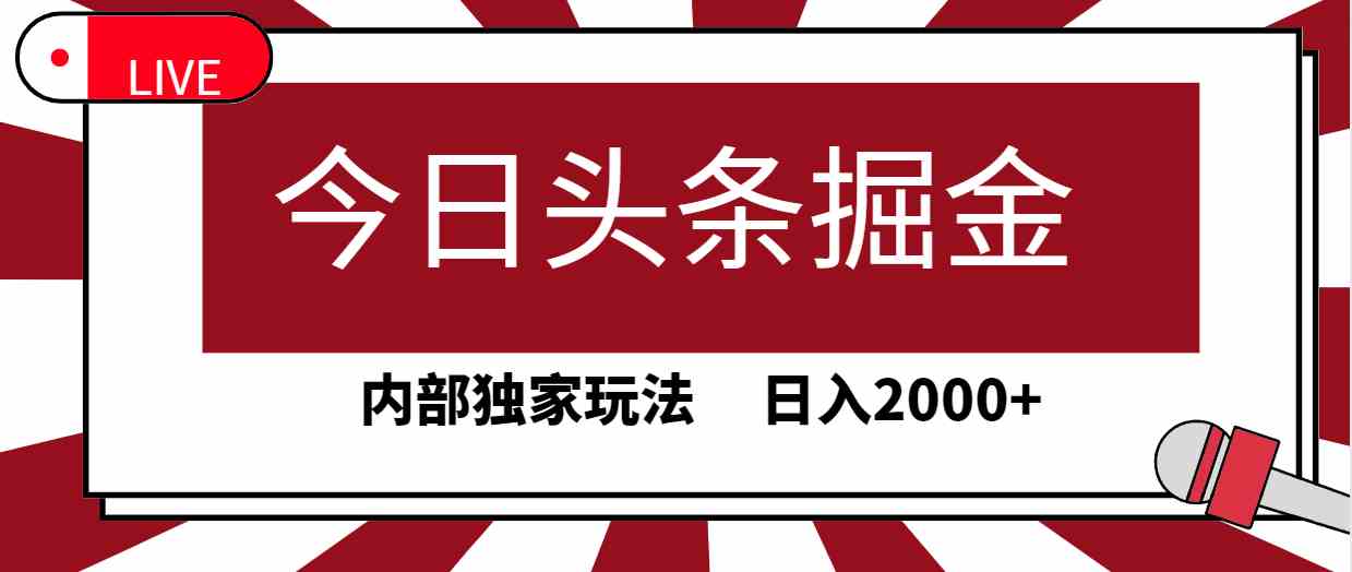 （9832期）今日头条掘金，30秒一篇文章，内部独家玩法，日入2000+-来此网赚