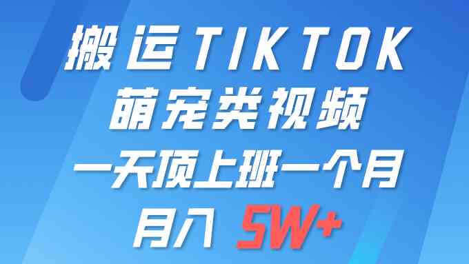 （9931期）一键搬运TIKTOK萌宠类视频 一部手机即可操作 所有平台均可发布 轻松月入5W+-来此网赚