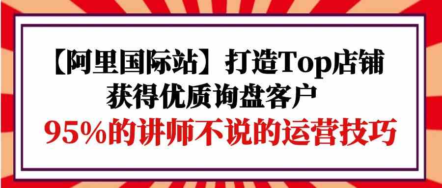 （9976期）【阿里国际站】打造Top店铺-获得优质询盘客户，95%的讲师不说的运营技巧-来此网赚