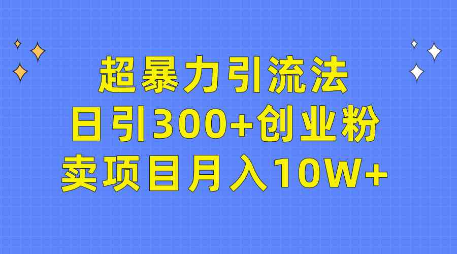 （9954期）超暴力引流法，日引300+创业粉，卖项目月入10W+-来此网赚