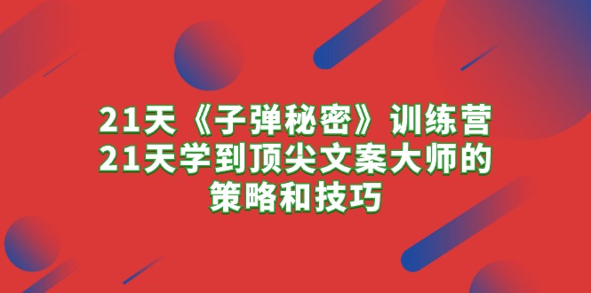 （10210期）21天《子弹秘密》训练营，21天学到顶尖文案大师的策略和技巧-来此网赚