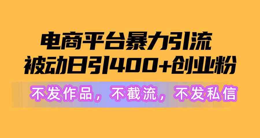 （10168期）电商平台暴力引流,被动日引400+创业粉不发作品，不截流，不发私信-来此网赚