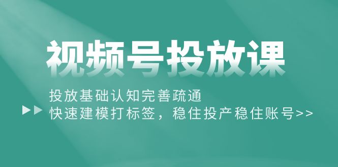 （10205期）视频号投放课：投放基础认知完善疏通，快速建模打标签，稳住投产稳住账号-来此网赚