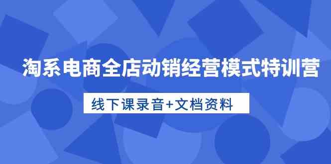 （10192期）淘系电商全店动销经营模式特训营，线下课录音+文档资料-来此网赚