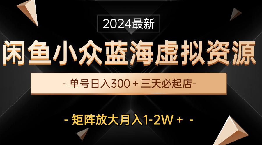 （10336期）最新闲鱼小众蓝海虚拟资源，单号日入300＋，三天必起店，矩阵放大月入1-2W-来此网赚