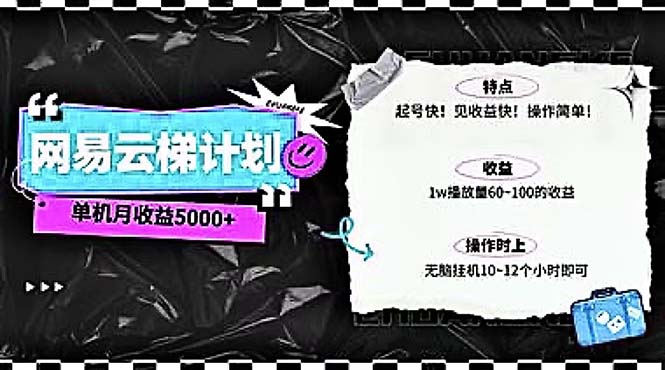 （10389期）2024网易云云梯计划 单机日300+ 无脑月入5000+-来此网赚