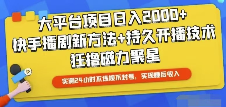 （10694期）快手24小时无人直播，真正实现睡后收益-来此网赚