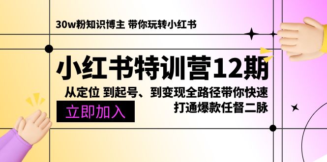 （10666期）小红书特训营12期：从定位 到起号、到变现全路径带你快速打通爆款任督二脉-来此网赚