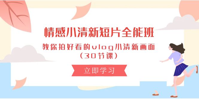 （10567期）情感 小清新短片-全能班，教你拍好看的vlog小清新画面 (30节课)-来此网赚